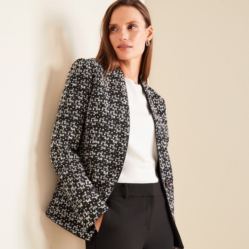 Ann Taylor Monochrome Tweed Blazer Size 4